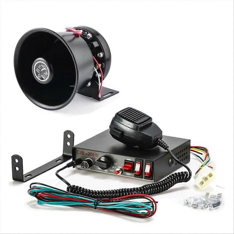 Sirène de police pour voiture, mégaphone électronique 12 V 200 W, alarme d'urgence pour camion et voiture de police (1/5)