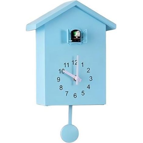 Horloge murale coucou moderne, en plastique, décoration intérieure pour salon, bleue (1/2)