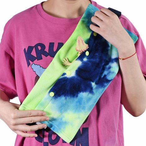 Sac de transport élingue pour petit animal, sac de transport pour reptiles (dragon barbu et lézard) avec sangle ajustable (bleu-vert) (1/5)