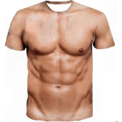 Herren-T-Shirt mit kurzen Ärmeln und Bauchmuskel-Print & passende Leggings, 2-teiliges Sport-Set, atmungsaktive Baumwolle, Schwarz, Größe M (1/2)