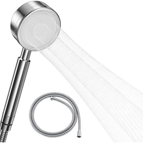 royaluxe - Pommeau Douche Haute Pression avec tuyau 1,5 m, Douchette Douche Salle de Bain en Acier Inoxydable 304 Economie d'Eau Installation Facile - Méthode de Jet en Forme de Taille (1/5)