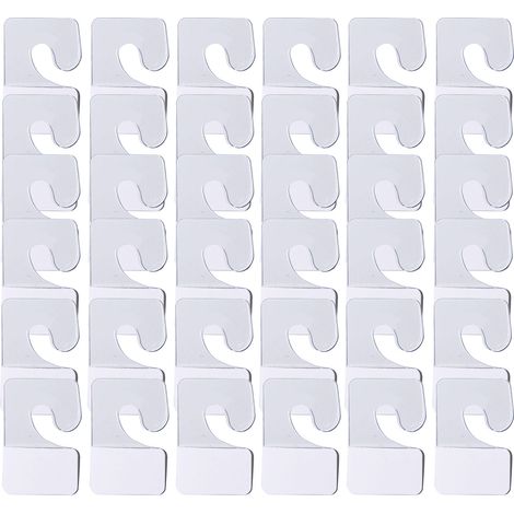 100 transparente, strapazierfähige, selbstklebende Hängeetiketten mit Aufhängeloch, ideal für die Produktpräsentation im Einzelhandel.