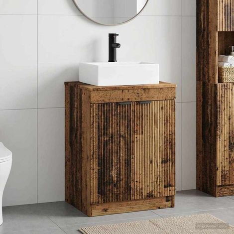 vidaXL Bathroom Furniture Set Old Wood Engineered Wood (1/5)
