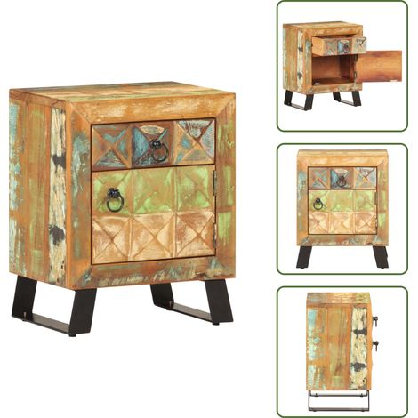 Comodino per camera da letto - vidaXL Comodino 40x30x50 cm in Legno Massello di Recupero - Comodino in legno massello