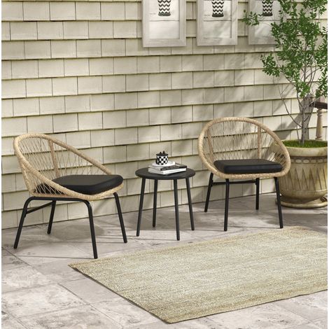 seduta sedia 70x63x73 con tavolo rattan giallo OKMYHOME (1/3)