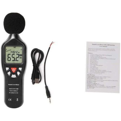 Professional Sound Level Meter Data Logger Audio Noise Tester 30dB to 130dB (1/4)