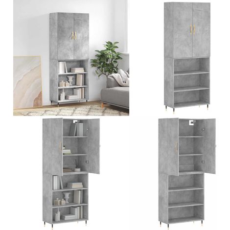 Highboard Betongrau 69,5x34x180 cm Holzwerkstoff - Holzwerkstoff - Betonfarbe (1/5)