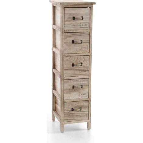 Cassettiera in legno decoro Home stretta 5 cassetti cm 26 x 32 x 98 h (1/2)
