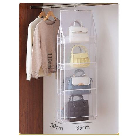 2-teiliger Handtaschen-Organizer, verbesserte Version, Handtaschen-Organizer, 8 große Fächer, Handtaschen-Organizer, Grau, Handtaschen-Organizer, transparentes Fach (1/3)