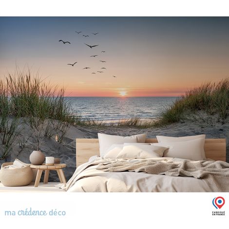 Papier peint : Dune et mouettes 3 - Intissé - L.200 x H.280 cm - Beige orange (1/5)