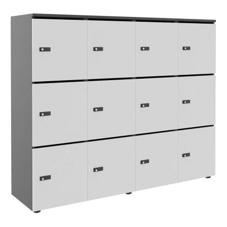 Casier flexycaz 12 cases carbone  4 x 3 cases L 160 x P 42 x H 131,4 +pass -12 portes individuelles - Blanc - Maxiburo
