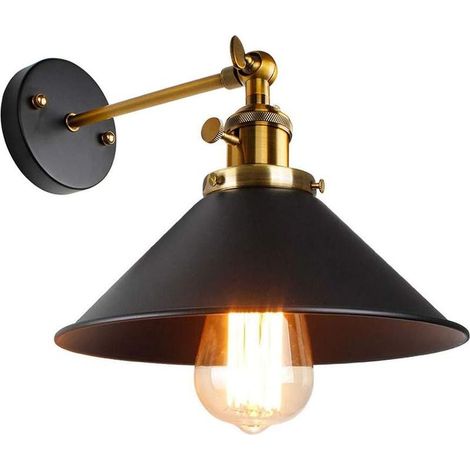 Applique Murale Vintage Industrielle Réglable Lampe Murale Industriel Noir en Métal Plafonnier Luminaire Rétro Applique Interieur pour Chambre,Cuisine,Restaurant,Couloir,Café,Bar (1/5)