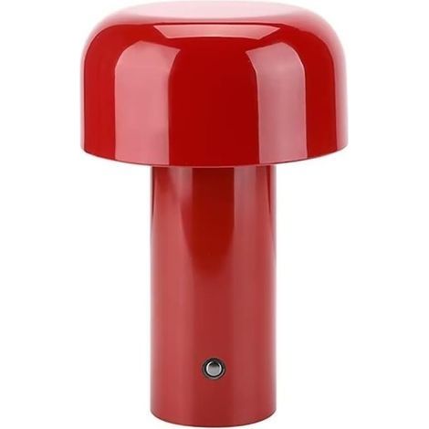 Lampe De Table Champignon, Lampes de Table Sans Fil, Lampe de Bureau LED Rechargeable, 3 Niveaux de Luminosité, Lampe De Bureau Tactile Dimmable pour Chambre, Bureau, Chevet, rouge (1/5)