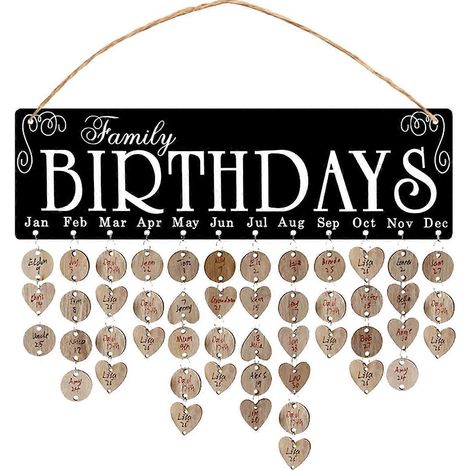 Calendrier mural créatif en bois à faire soi-même, tableau noir avec 50 pendentifs ronds et 50 pendentifs en forme de cœur (noir)-M-Black