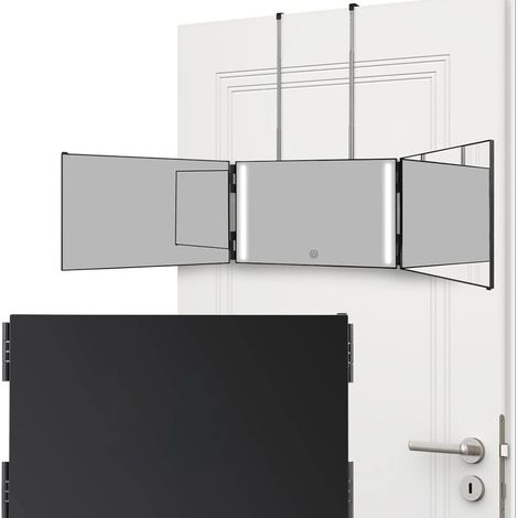 Miroir de maquillage LED pliable en trois parties, réglable en hauteur et en luminosité, 3 modes d'éclairage et lumière LED. (1/5)