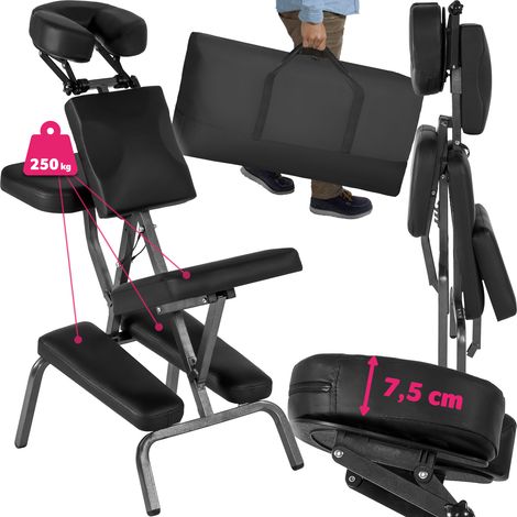 Fauteuil de massage en cuir synthétique pliable rembourré sac noir