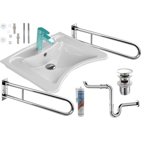 Waschbecken mit Haltegriff für Behinderte CeraStyle 60x50 cm (1/5)