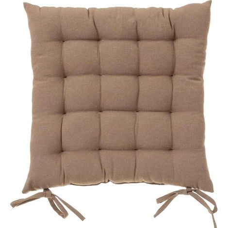 Cuscino Sedia in Tessuto Trapuntato Imbottito 40x40cm con Laccetti Colore Beige (1/4)
