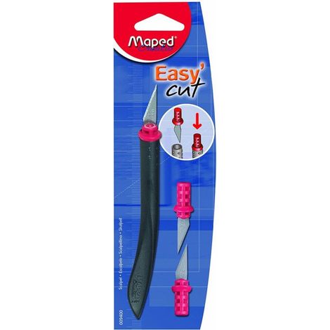 Scalpel - MAPED - Easy' Cut - Lames interchangeables - Rangement sécurisé - 3 embouts inclus (1/2)