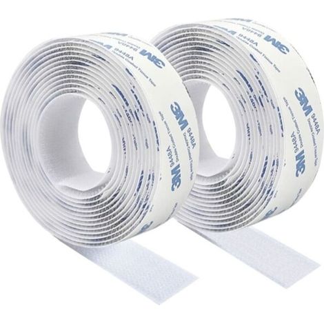 YMYNY 3M Scratch Autocollant Double Face,Ruban Adhésif Double Face Puissant Blanc Nylon Sans Trace Bande Agrippantes Adhésives 3m×2cm Pour Tapis De Sol Coussins Et Vêtements (1/4)