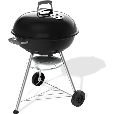 Weber – Barbecue à charbon Compact Kettle 57 cm – Grille en acier chromé 53,4 cm – Clapet d'aération pour régulation de chaleur – 10 kg sur roues