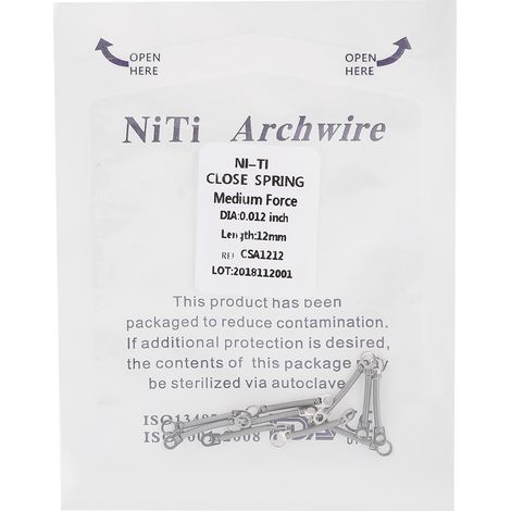 10 pièces/sac Ressort à Boudin Fermé Orthodontique NITI, Accessoire Dentaire 0.012 x 12mm (1/5)