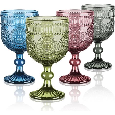 Lot de 4 Verres à Vin Vintage 350 ml