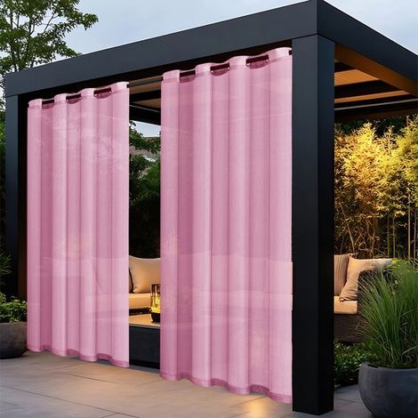 Tende da esterno,Con sistema di sospensione ad anelli,Effetto lino trasparente,Set da 2 pezzi,213 cm (altezza) x 132 cm (larghezza) (1/5)