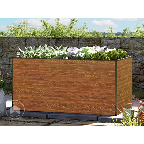 GFP Huerto urbano Jardinera Aluminio Christina - 150 x 77 x 77 cm Estructura estable y resistente a la intemperie con perfiles de cámara hueca de aluminio - óptica de madera - Hecho en Austria (1/3)