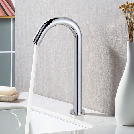 Sensor Infrarot Wasserhahn Bad Sensorhahn Waschtischarmatur Automatik Berührungsloser Waschbecken Mischbatterie Einhebelmischer für Badezimmer