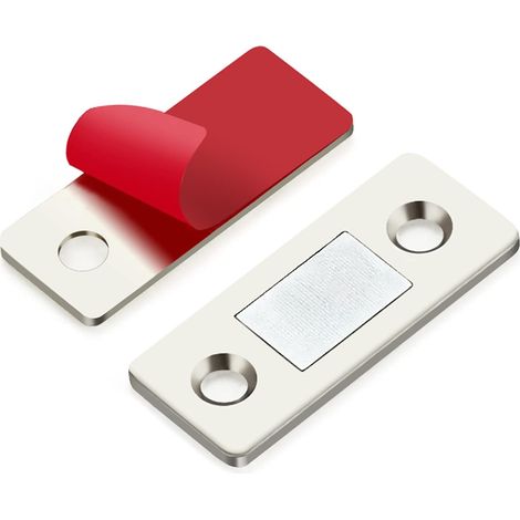 Lot de 12 loquets de porte de placard ultra-fins en acier inoxydable, aimants pour placard, loquets de tiroir auto-adhésifs, loquets magnétiques pour kit (1/4)