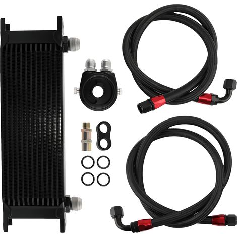 Universal Oil Cooler 13 Row AN10 Oil Cooler Kit w/ Filter Adapter & Hoses black (1/5)