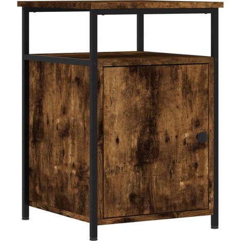 Comodino industriale con contenitore struttura in legno ingegnerizzato e metallo color marrone fumé 40 x 42 x 60 cm DEC033642
