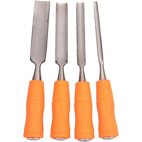 Ensemble de 4 outils de sculpture sur bois à main : ciseau en acier, spatule plate (gouge à ouverture extérieure de 6 mm + gouge à ouverture extérieure de 12 mm + gouge à ouverture extérieure de 18 mm