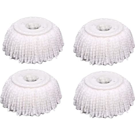 Set di 4 testine di ricambio in microfibra per mocio rotante, compatibili con i mocio rotante Magic Mopping. Testine di ricambio universali in microfibra per una pulizia a 360°, rotonde e standard, bi