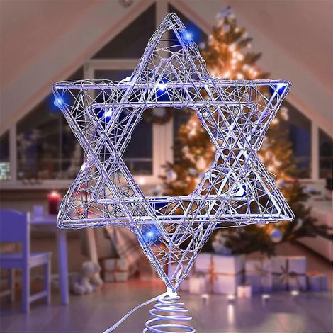 Étoile de Noël lumineuse de 28 cm (11 pouces) fonctionnant avec 3 piles AA, en fer argenté (1/5)