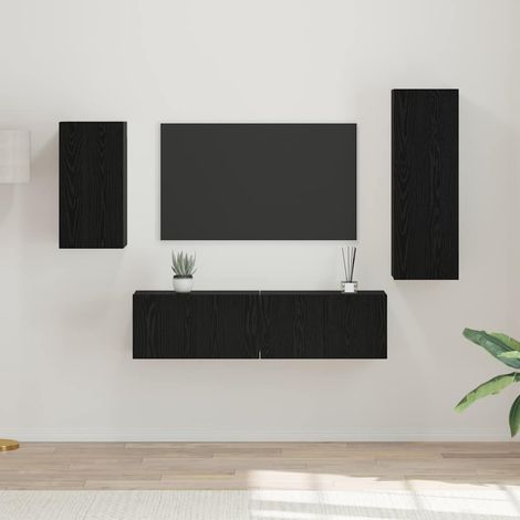 TV-Schrankset 4 pcs Schwarz Eichen-Optik Holzwerkstoff