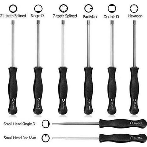 Set de 8 Outils de Réglage de Carburateur/Tournevis de Réglage Embout Pac Man/Single D/Double D/Hexagone / 21-Dents Splinded (1/4)