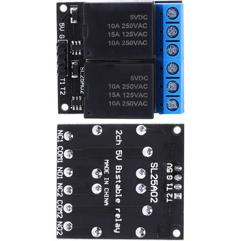 Module de relais bistable autobloquant 2 canaux SL25A02 5V, monopuce, interrupteur de commande de niveau bas (1/5)