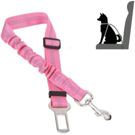 Ceinture Chien Voiture - Harnais Voiture pour Chien - Ceinture de sécurité pour Chien Rose - Laisse pour Voiture avec Absorption de Chocs（2pieces） (1/5)