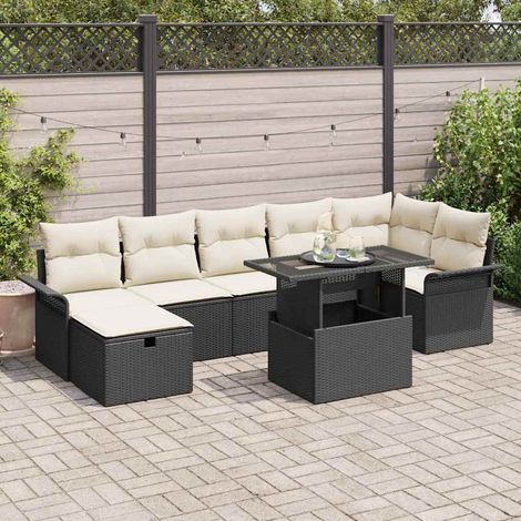 Teenpull – Gartensofa-set 8 Stk. Schwarz Poly-Rattan (1/5)