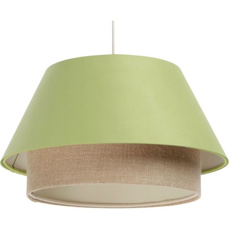 Suspension Extérieur en tissu satin vert, intérieur chanvre crème - Vert pomme, crème (1/5)