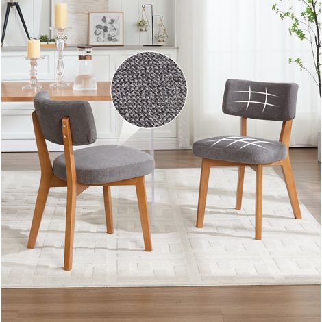 2er-Set Esszimmerstühle 54,5x47x77 cm grau, gepolsterte Sitzfläche, Holzgestell MEUBLIV (1/5)