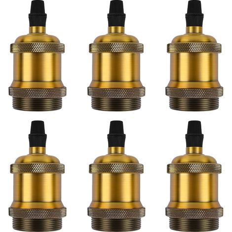 APEX Douille E27 Vintage 6pc Douille Ampoule E27,Douille Ampoule en Aluminium,Douille Edison Rétro pour Plafonniers & Appliques Murales (1/5)