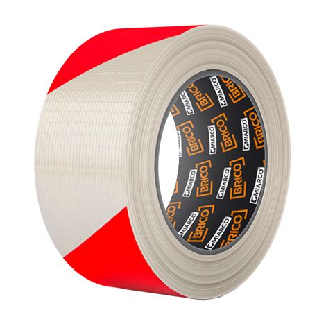 Nastro segnaletico adesivo bianco/rosso 50 mm x 30 m (1/2)