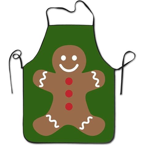 Tablier de cuisine ajustable YISHOW à liens extra longs tablier professionnel homme femme motif bonhomme pain d'épice Noël (1/4)