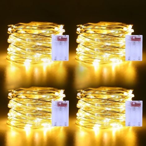 Guirlande Lumineuse - 50 LED - Fil Cuivre Argenté - 16,4 Pieds - Fonctionne Sur Piles - Pour Décoration Intérieure Extérieure - Lot De 2 (1/5)