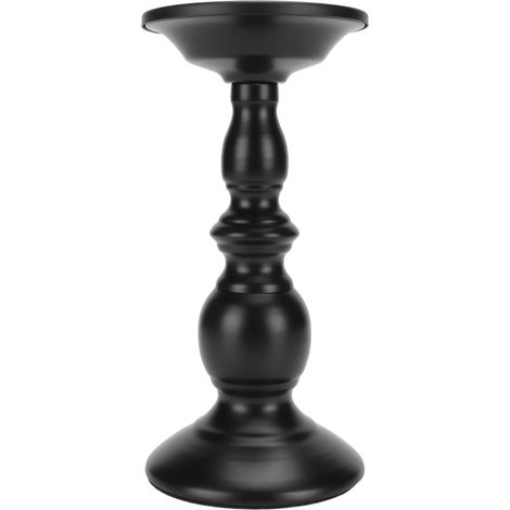 Bougeoir cylindrique en métal noir poli, résistant à la rouille et doté d'une base antidérapante un bougeoir décoratif pour la décoration intérieure. (1/5)