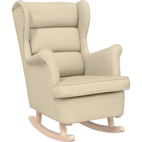 Fauteuil à bascule beige, 74 x 90 x 102 cm, tissu (1/5)