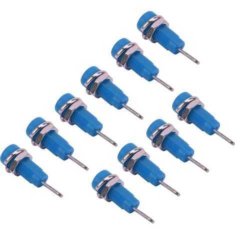 10 Pièces Douilles Banane 4mm avec Connecteurs Allongés pour Test Électronique Bleu (1/5)